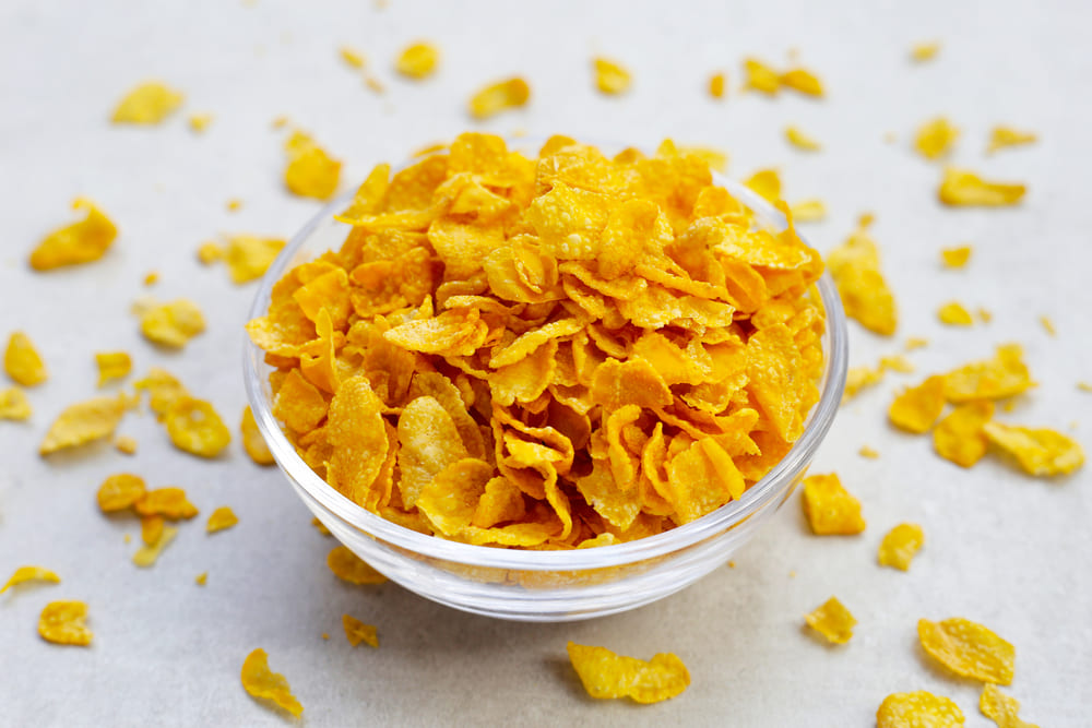 bakje cornflakes als gezond begin van de dag