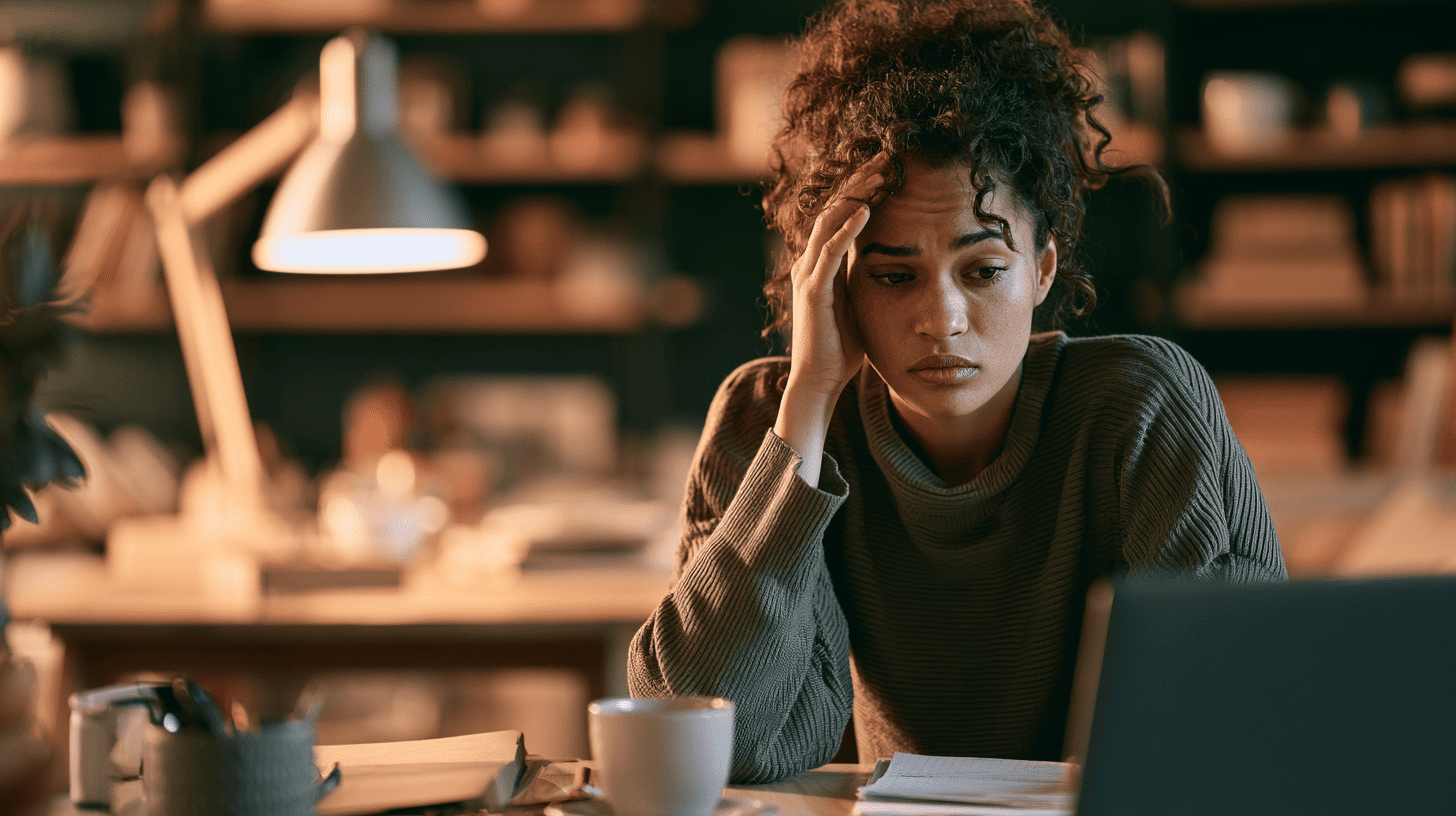 Vrouw met stress door weinig slaap