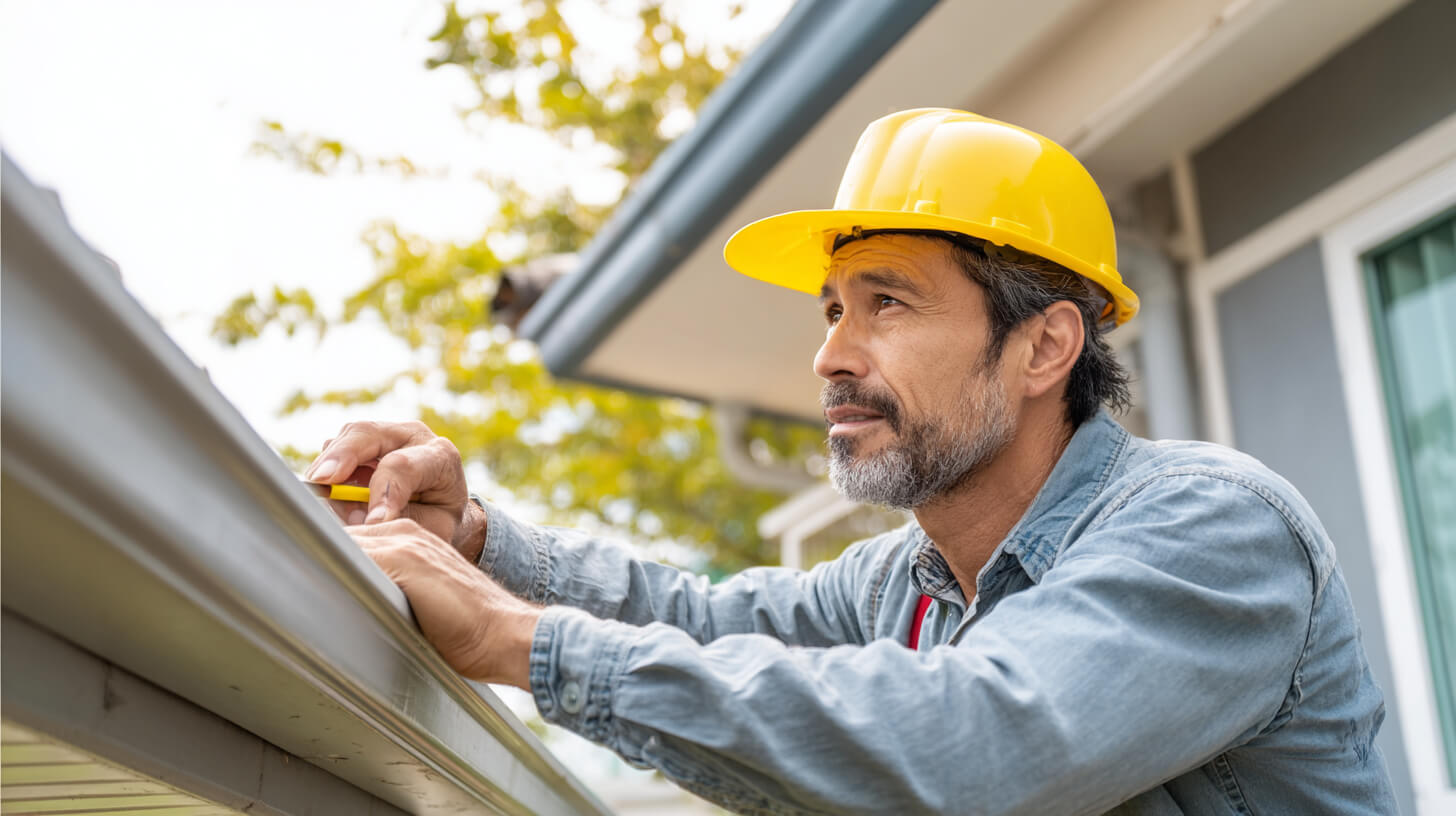 Controle van dakgoot en dakonderdelen als onderdeel van een goed onderhouden woning.
