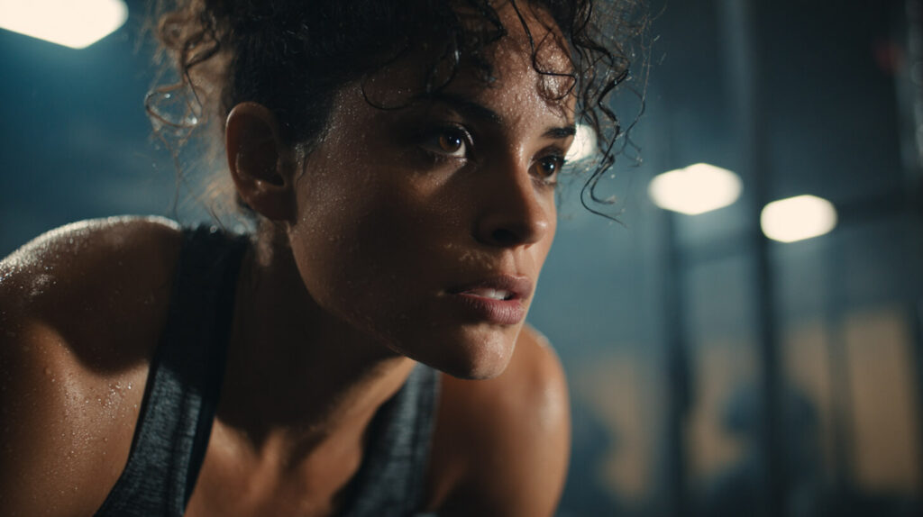Sportende vrouw tijdens intensieve training die laat zien hoe vaste sportroutines vol te houden zijn
