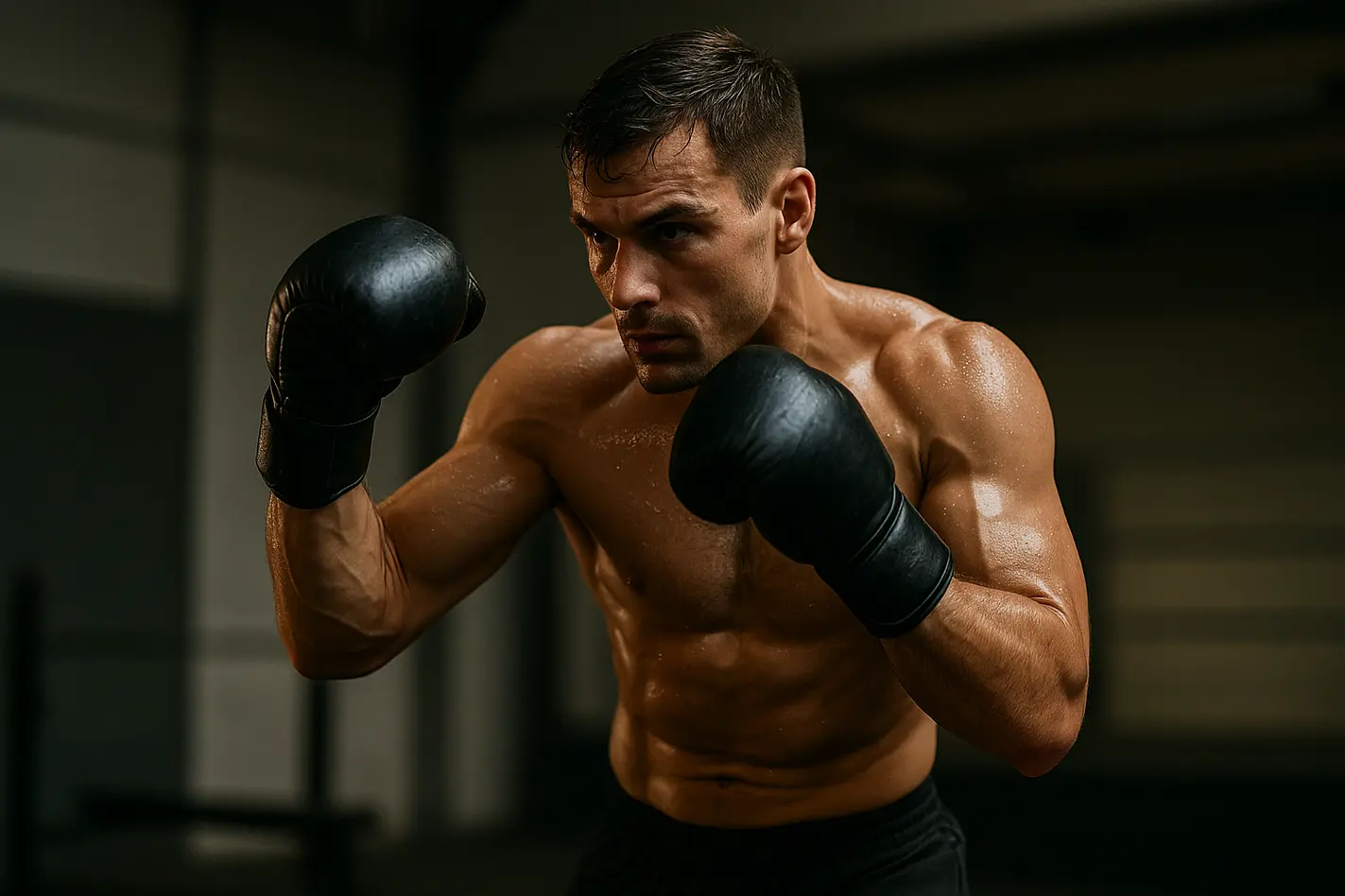 Bokser in vechtsport conditie tijdens intensieve training in professionele gym